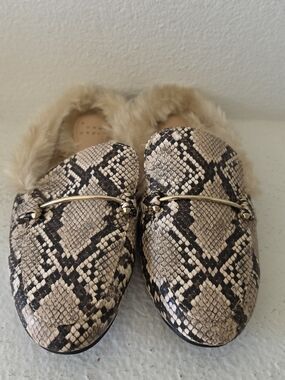 A New Day Rebe Leopard Print Faux Fur Mules-Size 7